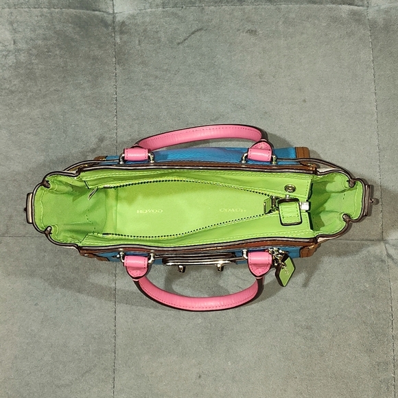 NWOT RARE COACH SWAGGER 21 RAINBOW MULTICOLOR COLORBLOCK TWO-WAY TOTE W/ DUSTBAG - Picture 3 of 16